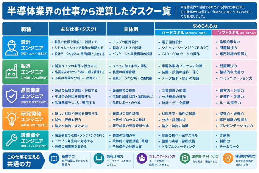 半導体業界の仕事から逆算したタスク一覧